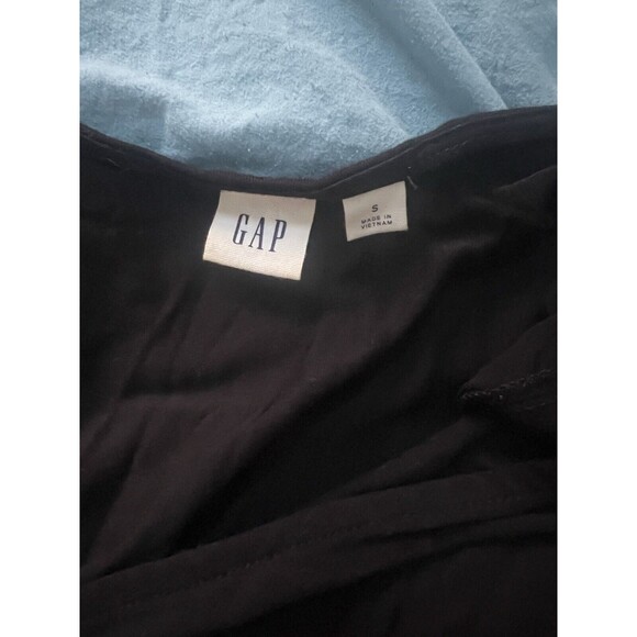 Black Solid Romper Size Small Short Sleeve Tie Sash Soft Stretchy - Picture 3 of 3